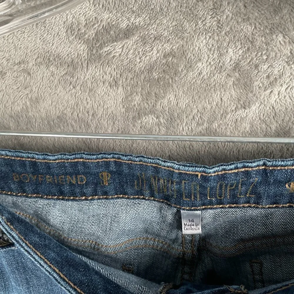 Jennifer Lopez Boyfriend Jeans Womens 14 Medium Wash Distressed Y2K Grunge Retro